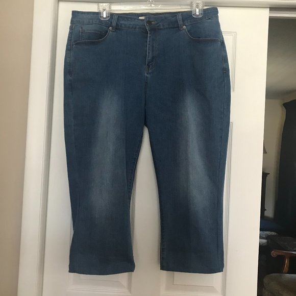 ANGEL + PREMIUM: BUTTON FRONT BLUE JEANS SIZE 18W - Picture 1 of 1